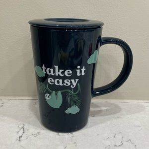 Davids Tea sloth mug with lid